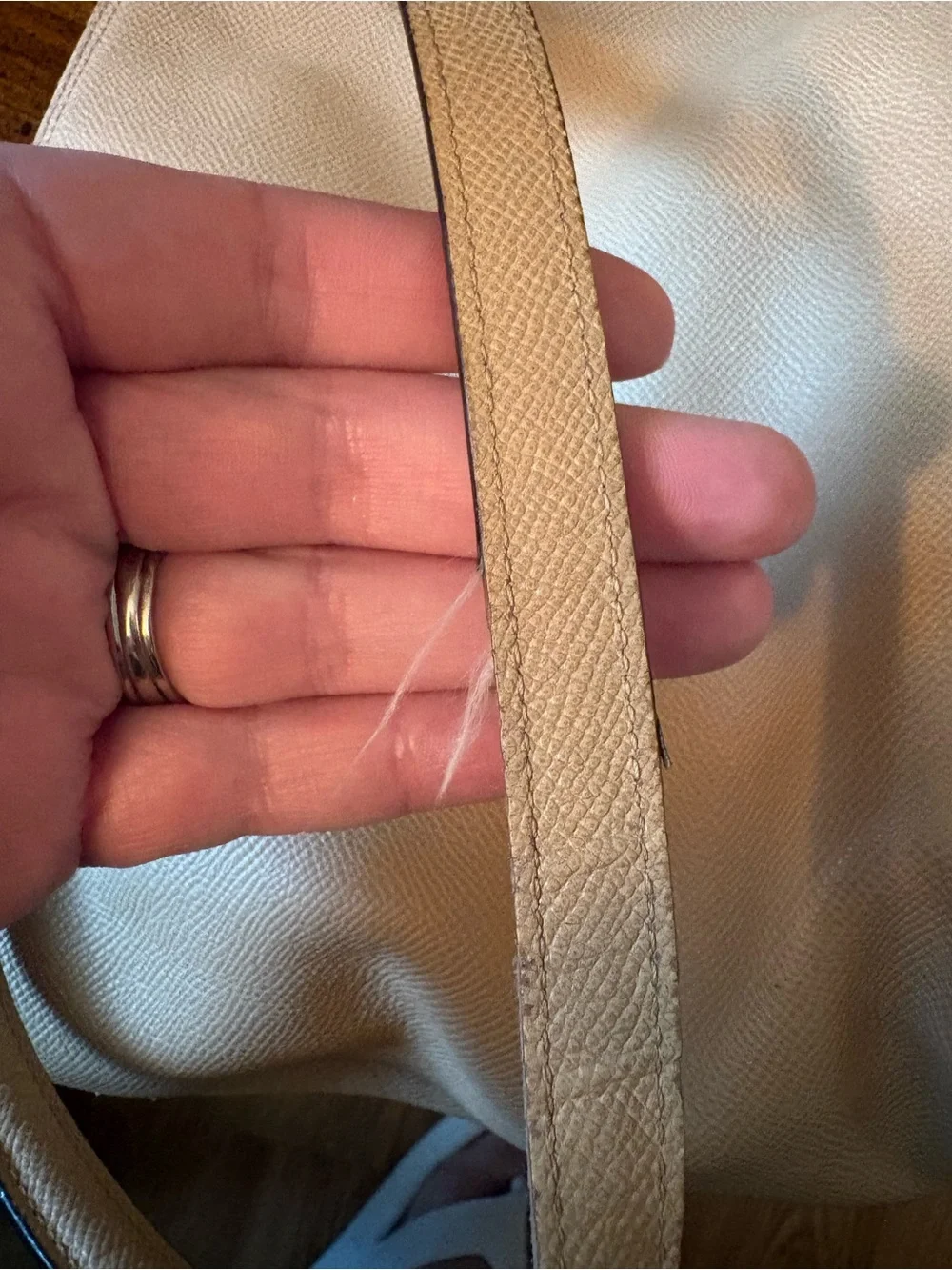 Coach Tan Leather Tote with Gold Chain Accent